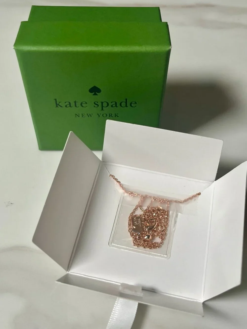 Kate Spade Bow Meets Girl Pavé CZ Bow Necklace Rose Gold NIB - Picture 5 of 7